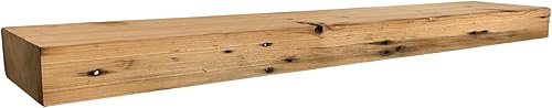 Miniatura 8 de Modern Timber Craft Estante de madera recuperada para chimenea  Madera de granero estadounidense rústica maciza con soportes de estante flotante