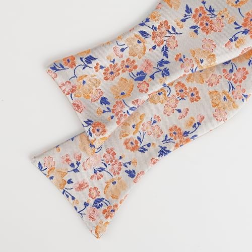 Image of Alizeal Mens 2pcs Floral Bow Tie Set | Self-tied Elegant Pocket Square Set for Wedding