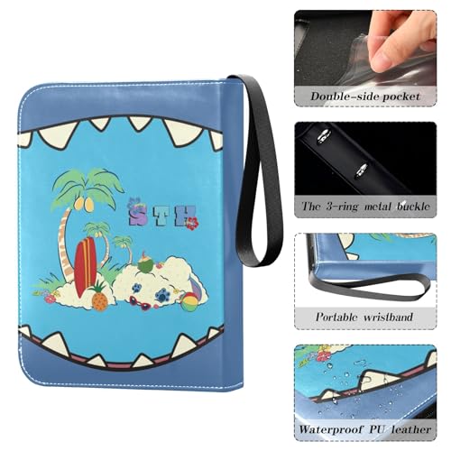 Cartoon Blue Card Binder, 4 Pocket Trading Card Holder with 50 Removable Sleeves, Zipper Card Binder Fits 400 Cards, Collection Card Storage Case Album Book Gifts by CYNAPIP - Used condition - Image 2