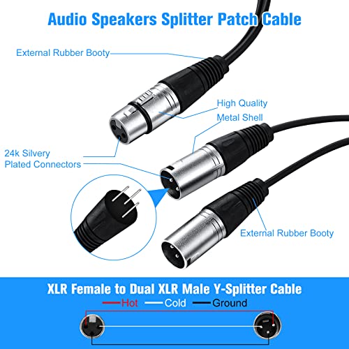 Kigeli KIGELI-888 Xlr Splitter Cable 1 Xlr Female To 2 Xlr Male Patch Y Cable Balanced Microphone Splitter Cord Audio Adaptor Xlr Y Splitter Microphone Cable thumb #2