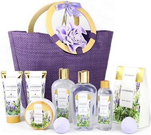 Pamper Gifts for Women-Spa Luxetique Spa Gift Set, 10pcs Lavender Bath Gift Set, Relaxing Bath Set with Bubble Bath, Body Lotion, Hand Cream, Gift Sets for Her, Mum Birthday Gifts