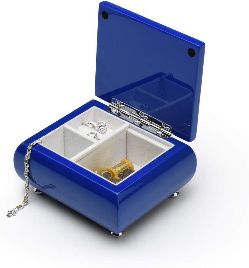 High Gloss Navy Blue 18 Note Musical Jewelry Box Keepsake - Many Songs to Choose - Baby Mine image 2