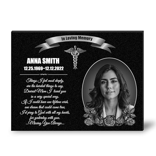 Image of ADFSTONE 16x12 Custom Granite and Marble Grave Markers for Cemetery, Headstones for Graves, Grave Stones Monuments, Memory Plaques for Loved Ones, Porcelain Portrait Headstone Picture Plaques