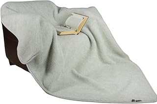 Wolldecke aus Schafwolle – Handgefertigter – Kuscheldecke flauschig - 450 g/m² – Sofadecke - Flauschige Decke für Herbst & Winter – Hellgrau - 160/200cm