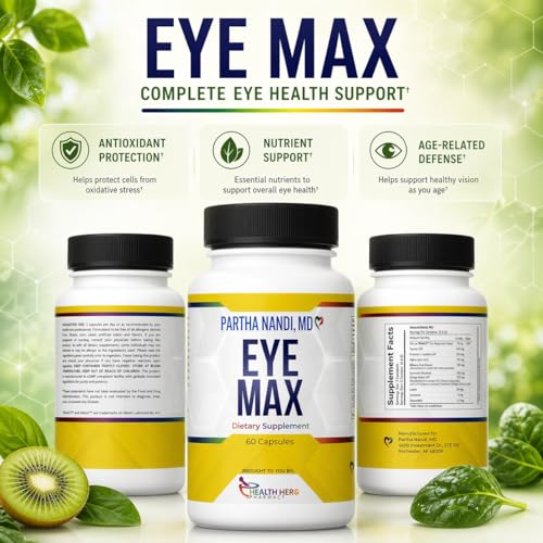Image of Dr. Nandi Eye Max - Lutein, Zeaxanthin & Lycopene - Vision & Macular Health Support - 60 Capsules