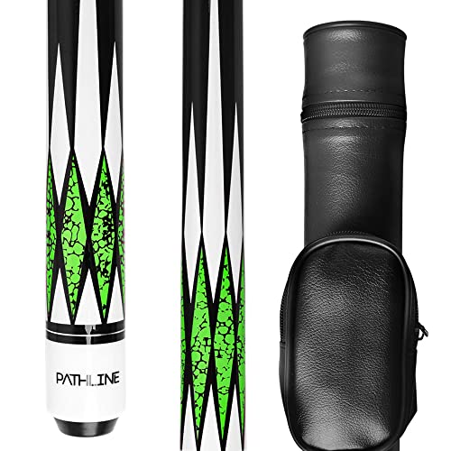 Pathline PLN Pool Cue Kit - 58 inch Canadian Maple Billiard Pool Stick and Hard Case (Green 21oz)
