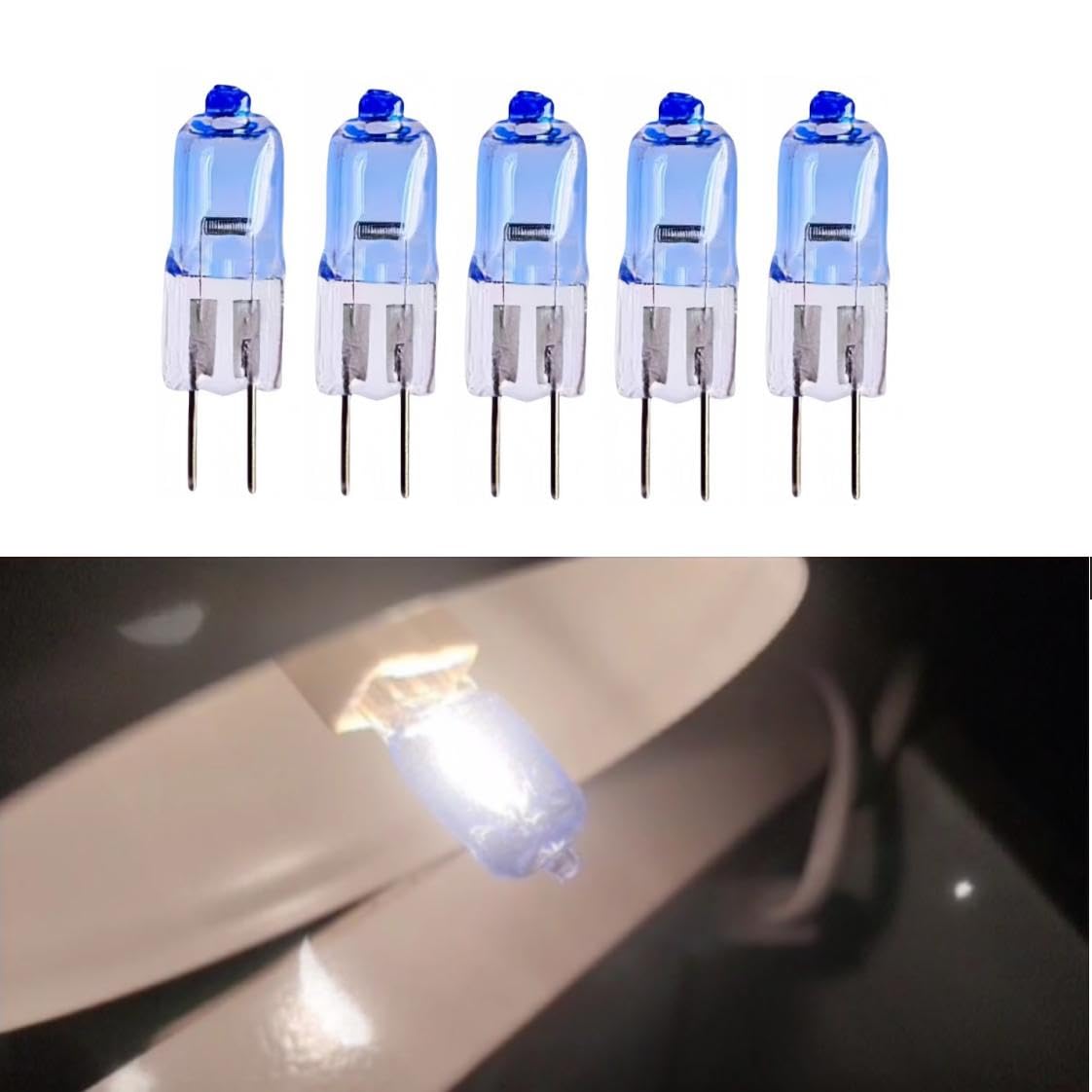 Lampadine alogene G4 20W 12V, luce bianca fredda rivestita di blu, base JC T3 a 2 pin dimmerabile, bianco diurno 4000K, per illuminazione di barca per camperisme paesaggistico (20pcs/12V-20W)