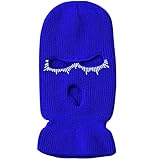 ytnkiv maschera da sci a 3 fori in lana lavorata a maglia cappello integrale caldo all'aperto popolare ciclismo maschera antivento passamontagna, blu, 8