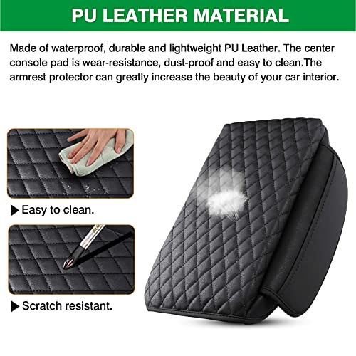 Shademax Center Console Cover Car for Toyota 4Runner 2024 2023-2020 Accessories, Automobile Armrest Cover Cushion Pad PU Waterproof with Side Storage Pocket for Console Lid Protector Anti-Scratch - Thumbnail 5