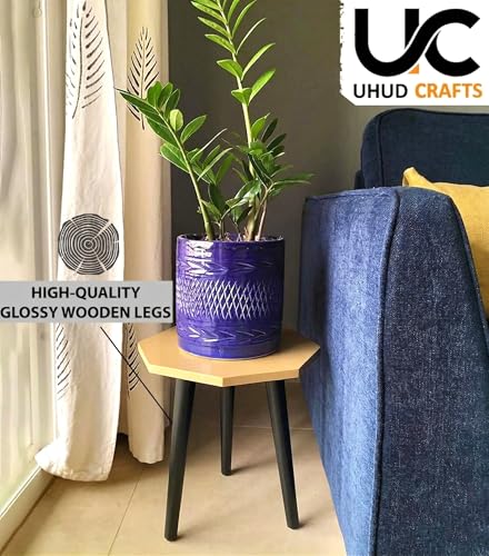 Image of UHUD CRAFTS Multipurpose Wooden Foldable Side Table /End Table /Plant Stand /Stool for Living Room & Bedroom | Kids Play Furniture Table - Ivory Gold