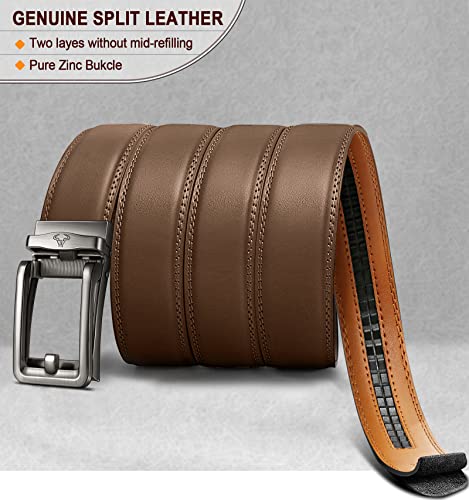 Image of BULLIANT Ratchet Trimmable Leather Belt for Men Adjustable 1 3 /8-Gift Boxed | Smooth Sliding | Micro Adjustable Fit | Tailored Size | Holeless Understated Elegance