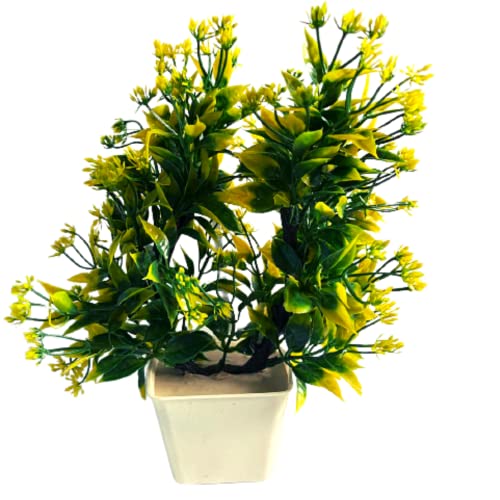 Image of Artificial Plants for Home Decor with Pot Big Size 25CMs Artificial Forest Bonsai Plant with Plastic Pot for Home Decoration Office Table Greenery Room Fake Plants - Great for Home Or Office Decoration or Birthday Gift - 2Set (Design1)