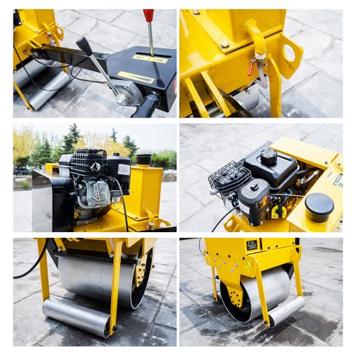 Walk Behind Lawn Roller, Vibratory Compactor Concrete Finishing Tools, Fully Hydraulic Asphalt Compactor for Road Construction, Handle Fuel Powered Road Roller, SKD-450 - Thumbnail 7