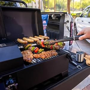 Pit Boss 150 Wood Pellet Grill & Smoker with Flame Broiler 256-Sq. In. Cooking Space, 180°F to 500°F Temperature Range, 7 lb. Pellet Hopper, for Tailgating, Camping, or Travel, Black — photo 4 of 6