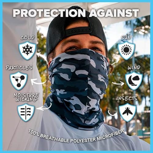 S A Company 5-Pack Uv Face Shield | Uv 30+ Multipurpose Neck Gaiter Balaclava For Adults (Military Camo) #TOP1