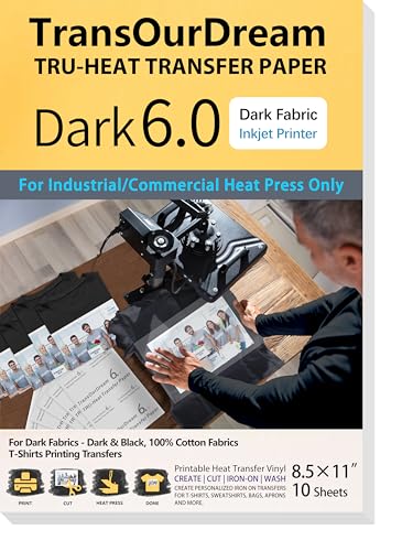 TransOurDream Iron on Heat Transfer Paper for Heat Press (10 Sheets,...