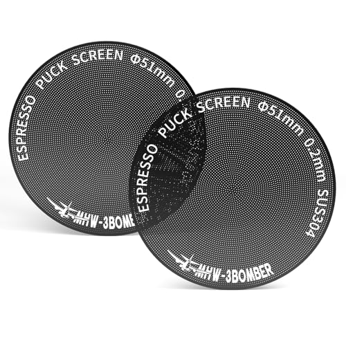 Image of MHW-3BOMBER 51mm Espresso Puck Screen - 0.2mm Ultra Thin Espresso Puck - Metal Reusable Coffee Filter for Portafilter Basket 51mm - Puck Screen with Titanium Coating FG7048B-OS