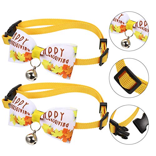 Animal de estimação Dia de Ação de Graças fita colorida Bell Bowknot Collar Gravata (Dia de Ação de