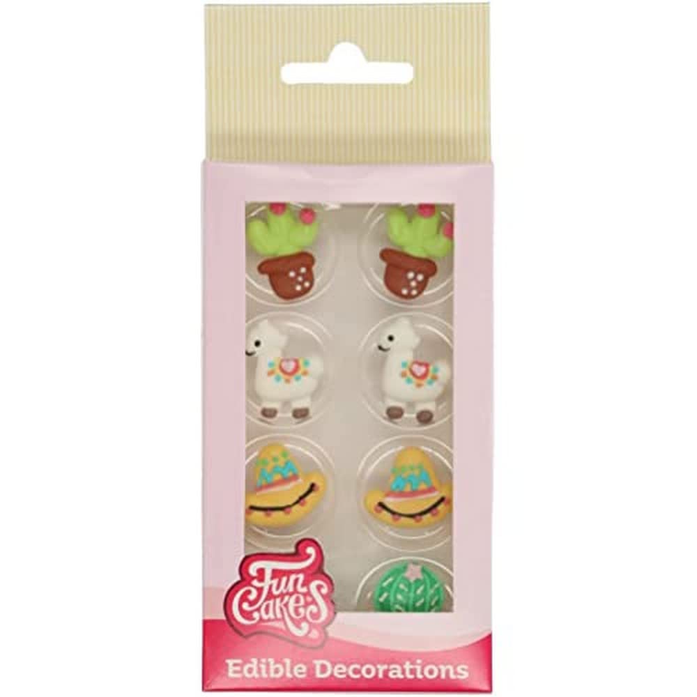 FunCakes Sugar Decorations Alpaca: Ready to Use for Cake Decoration, Perfect for Cupcakes, Muffins and more, Glutenfree certified, Set/8