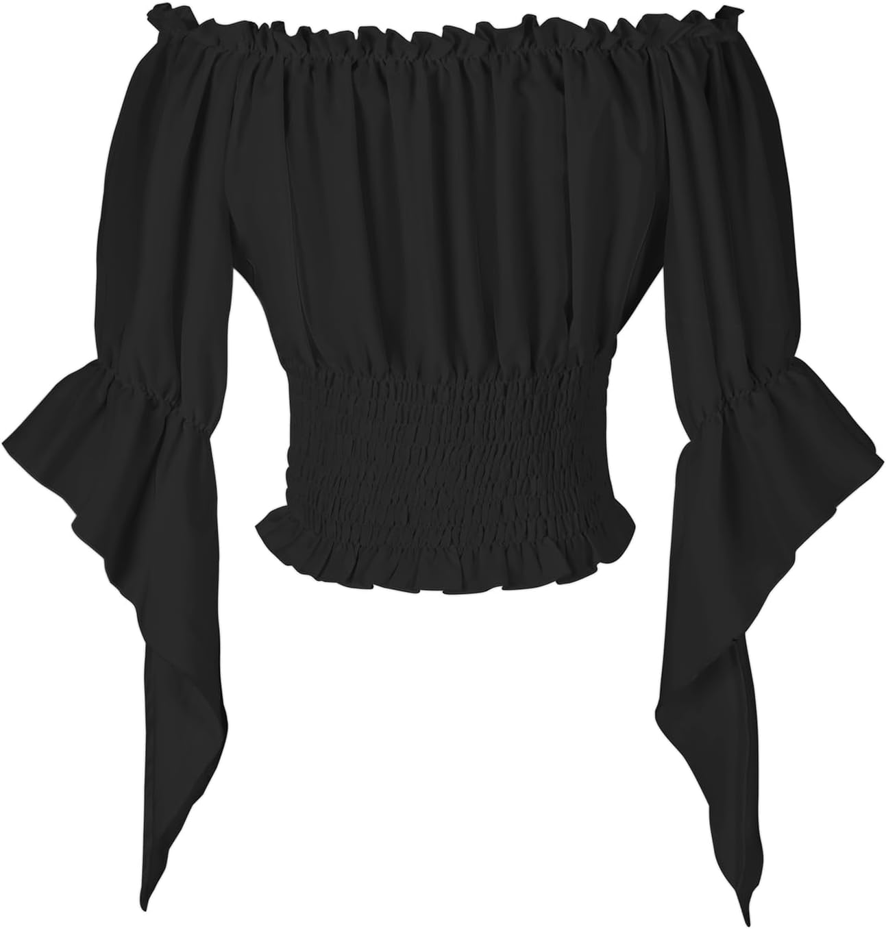 Womens Renaissance Peasant Blouse Off Shoulder Trumpet Sleeve Tops - Image 3