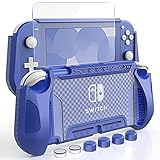  HEYSTOP Carcasa para Nintendo Switch Lite, Funda para Nintendo Switch Lite con Protector de Pantalla para Nintendo Switch Lite Console y Grips con Agarres para el Pulgar - Azul