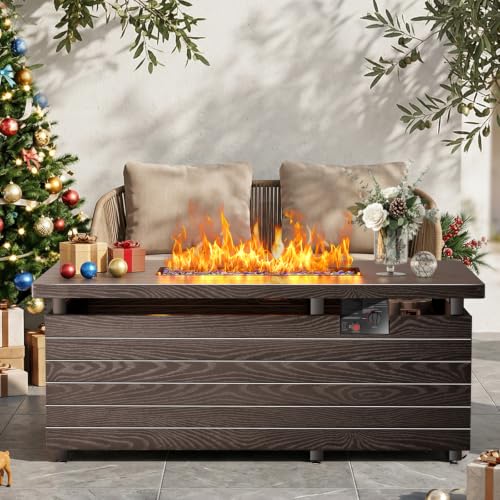 51 Inch Outdoor Propane Fire Pit Table, 50000BTU 4-in-1 FirePit Table,Brown