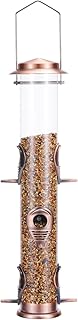 MIXXIDEA Metal Tube Bird Feeders for Outdoors Hanging Bird Feeders for Outside Wild Birds Feeder 6 Ports Hanging Bird Feeder Attract Birds in Your Lawn, Garden, Balcony - Antique Copper - 1 Pack