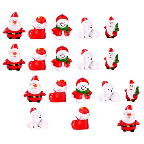 PRETYZOOM 18pcs Christmas Resin Dolls Mini Santa Claus Snowman Bear Figurines Desktop Display Xmas Statue Art Collectible Figure Cake Topper Holiday Party Gift Goodie Bag Stuffer (Ramdom Style)