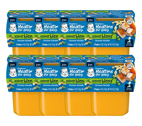 Gerber Mealtime for Baby 2nd Foods PowerBlend Baby Food Tubs, Chicken Noodle, Unsweetened with No Added Colors or Flavors, 2-4 oz Tubs/Pack (Pack of 8)