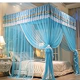 Moskitonetz Betthimmel - Netzschutzvorhänge für Einzel- und Doppelbetten, 4-Eckpfosten-Design, einfache Installation, Schlafzimmer-Dekor, Insektenschutzvorhänge