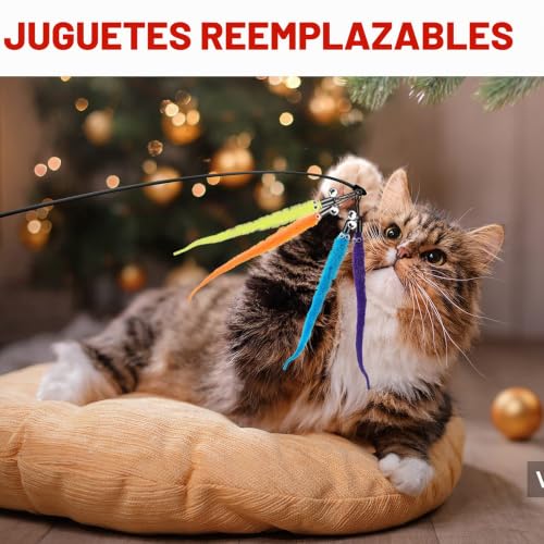 Miniatura 5 de Molain Recambio De Juguete Para Varita De Gato, 12 Piezas De Gusano De Cola Peluda Con Campana, Juguetes Interactivos Para Perseguidores De Gatos, Accesorios Para Recambios De Varita