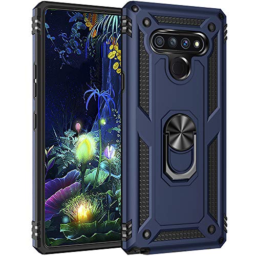 Dionsibei Military Grade Drop Impact for LG Stylo 6 Case 360 Metal Rotating Ring Kickstand Holder Magnetic Car Mount Armor Heavy Duty Shockproof Case for LG Stylo 6 Phone Case (Blue)