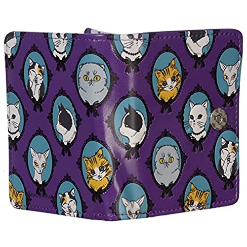 Shag Wear Women's Premium Vegan Clutch Cardholder Wallet Zipper Purse with Pretty Cat Cameo, Purple3