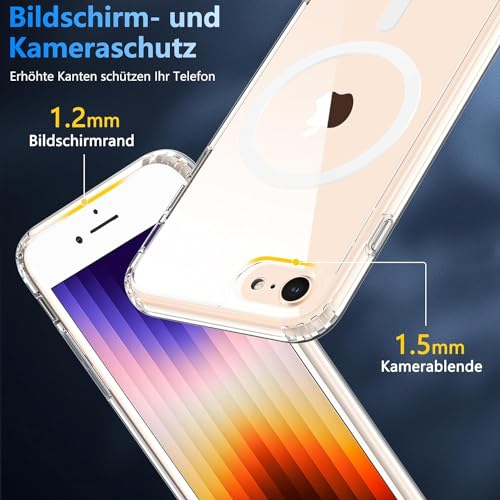 Coque iPhone 8 magnétique transparente compatible iPhone SE 2022 et écran 9H