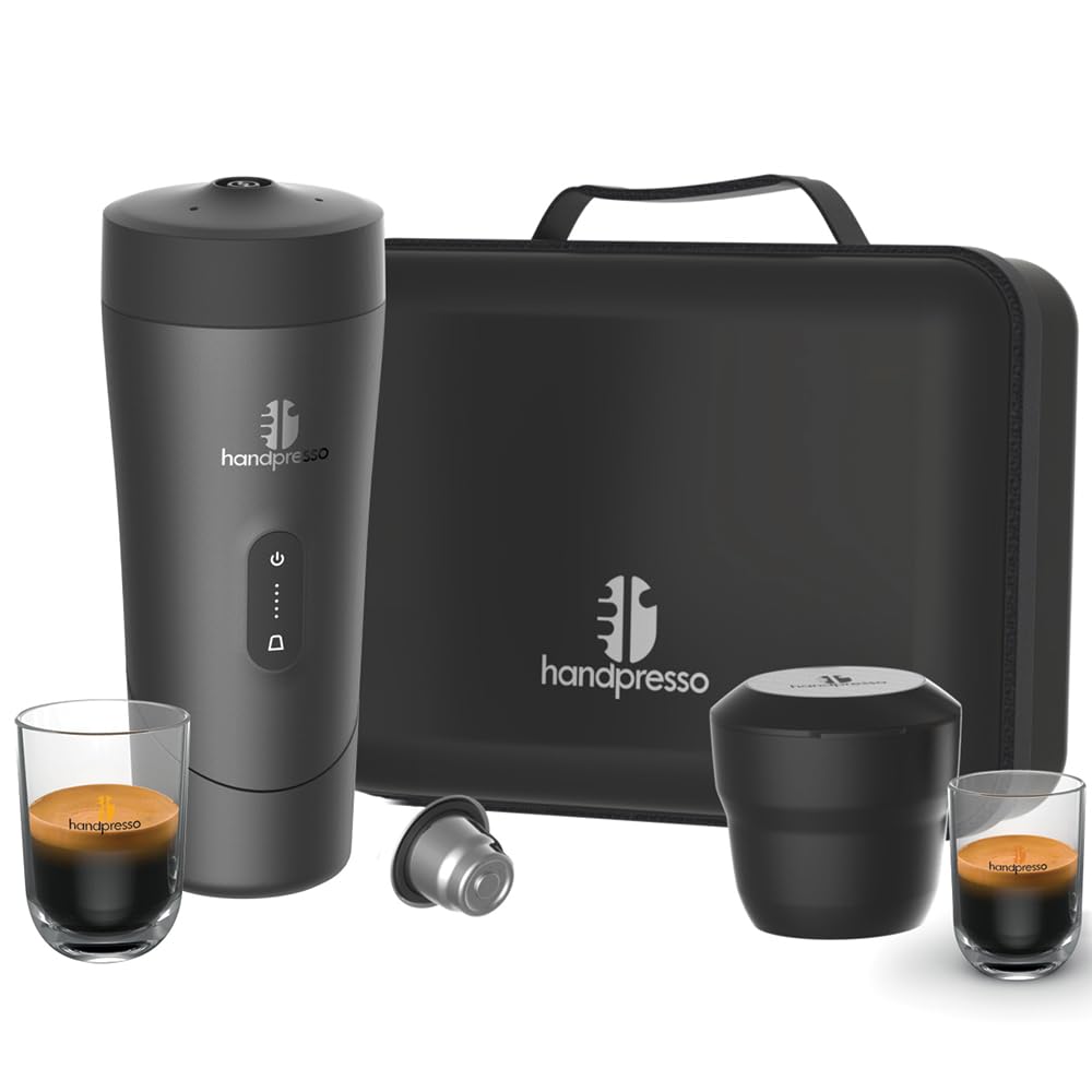 Handpresso Auto Set | Premium Reisekaffeemaschine mit Akku – USB-C | für Auto, Van und Camping | tragbare Kaffeemaschine für unterwegs | für Espressokapseln & nachfüllbare Kapseln | Espresso & Lungo