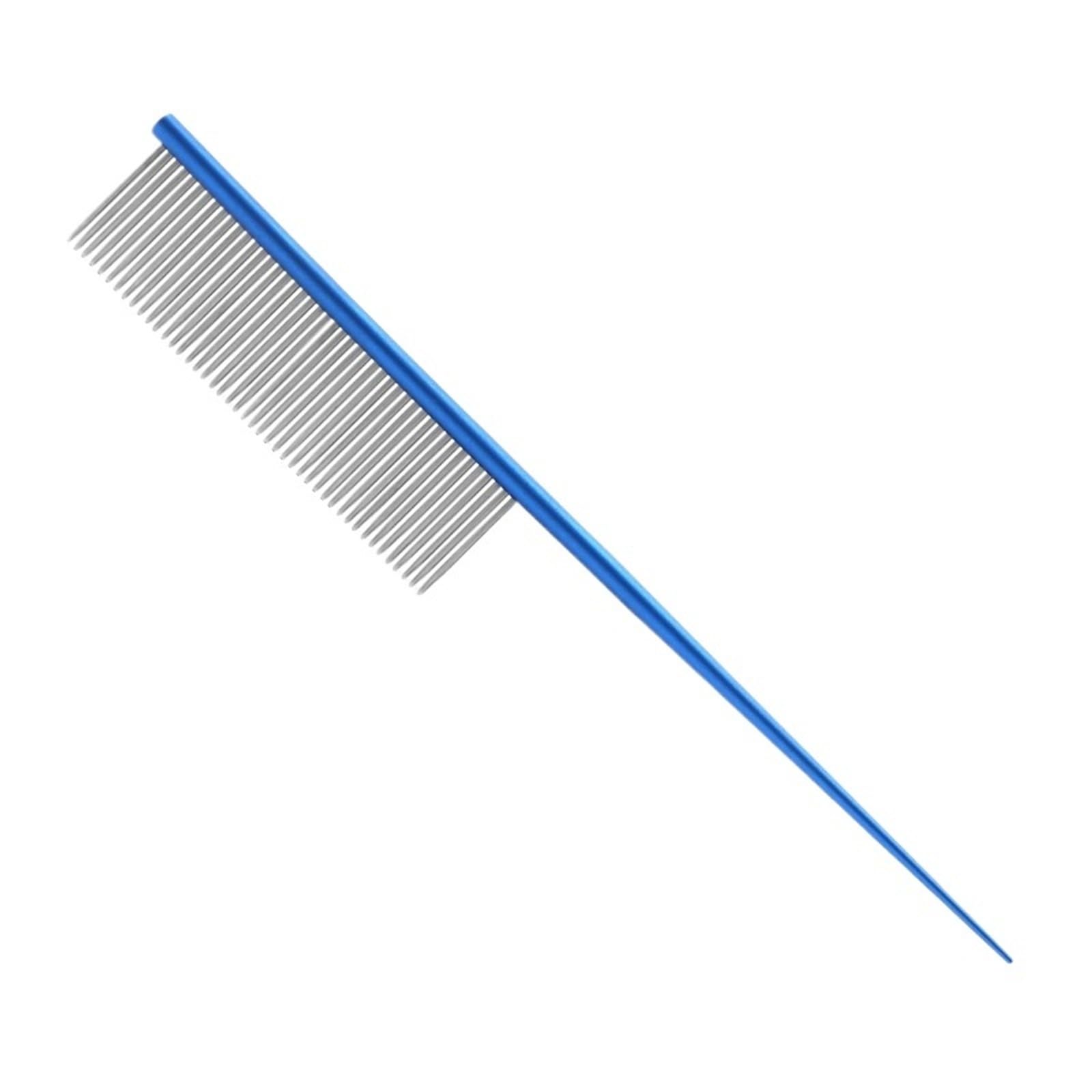 Peigne chien Peigne en acier inoxydable for animaux de compagnie, pratique, coloré, antirouille, peigne de toilettage for chiens, dents denses, nettoyage des poils d'animaux pour Démêler Nœuds(Blue)