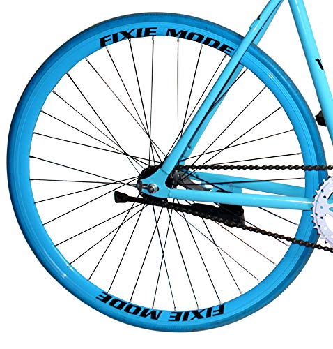 Image of Wayyo Bluoo Warrior - Thin Tyres, Single Speed Fixie Bicycle(Frame Size - 18 inches,Wheel Size - 27 inche,Blue)