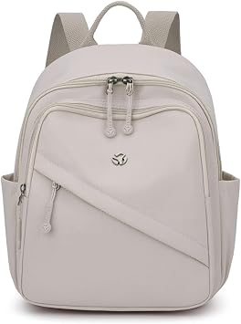 YANAER Mini Backpack Purse for Women Small Nylon Cute Light Weight Fashion Daypack for Work Travel Daily Backpack Offwhite