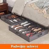 Lifewit Organizer na Buty z Przezroczystym Okienkiem, Składana Torba do Przechowywania z Uchwytem Pod Łóżko, Shoe Storage Box, Szary, 2 x 12 Par, Zestaw 2 Sztuk