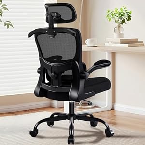 Office Chair Ergonomic Desk Chairs with Adjustable Lumbar Support& Headrest Hanger, High Back Breathable Mesh Chair with Wheels, Rolling Swivel Comfy Task Computer Chair for Home Work Gaming