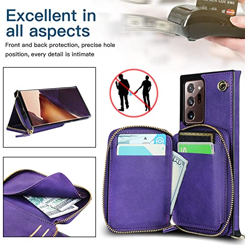 Sinqerisht Crossbody Zipper Wallet Case For Samsung Galaxy S10E Leather Phone Case With Credit Card Slot Holder Strap Shoulder Chain Flip Pu Purse Kickstand Cover For Women Girls(Purple) #TOP3