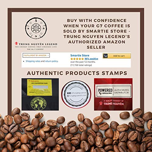 Trung Nguyen - G7 3 In 1 Instant Coffee - 100 Packets | Roasted Ground Coffee Blend with Creamer and Sugar, Suitable for Most Coffee Brewing Methods, (16gr/stick)