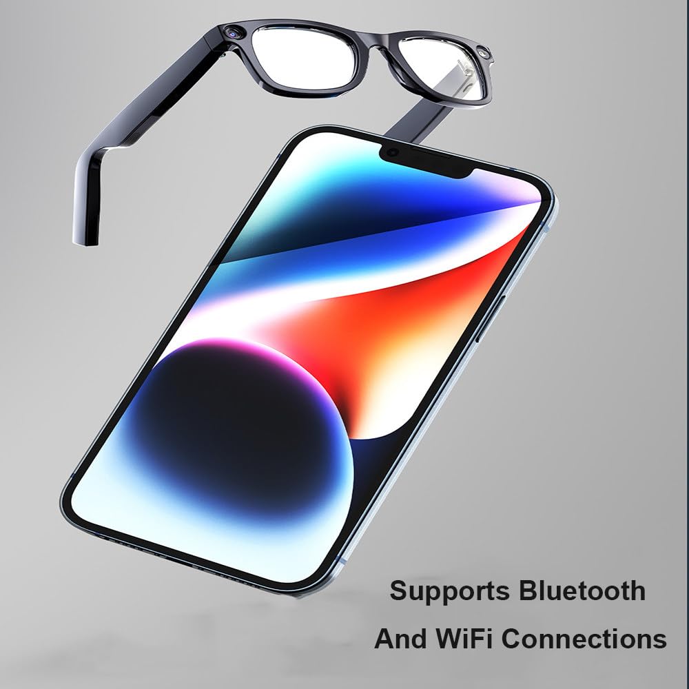 Occhiali Intelligenti Con Telecamere, Telecamera Hd Da 2000 Pixel, Riconoscimento Delle Immagini, Bluetooth E Wi-Fi, Controllo Touch Scorrevole, Comodi Da Indossare, Per Viaggi, Lavoro, Affari