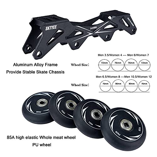 Sktyee Professional Inline Skates For Women And Men, High Performance Roller Skates Adult, Comfortable Breathabl Speed Racing Skates With Washable Lining, Beginner, Black, 40 / Men7/Women8 #TOP4