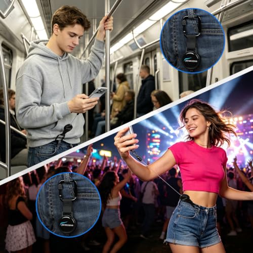 Anti-Theft Phone Lanyard, Retractable Phone Tether, Square Clip, 1 Pack by pasezenn - Used condition - Image 6