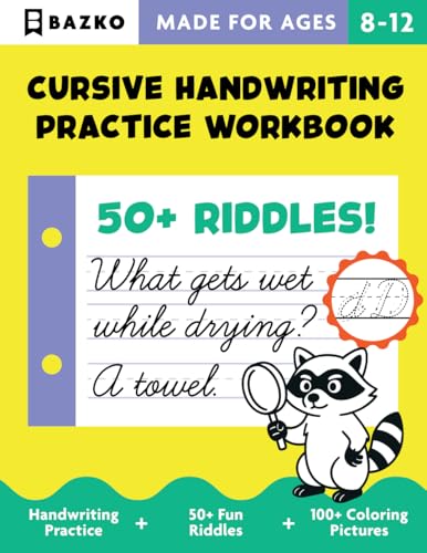 Cursive workbook for kids ages 8&ndash;12, learn cursive by tracing, connecting words, and writing...