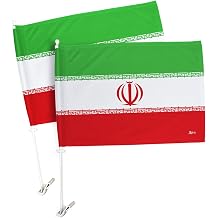 World Cup 2022 Iran Car Flag 2 PCS 32 Country Bandera Para Carro Auto Decorations Small Banner For Window Decor Clip Pole Accessories FIFA Sports Fans Outdoor Football Soccer Iranian Gifts Made In USA