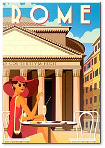 Aimant de réfrigérateur Jeune femme sur le carré devant le panthéon à Rome Cover