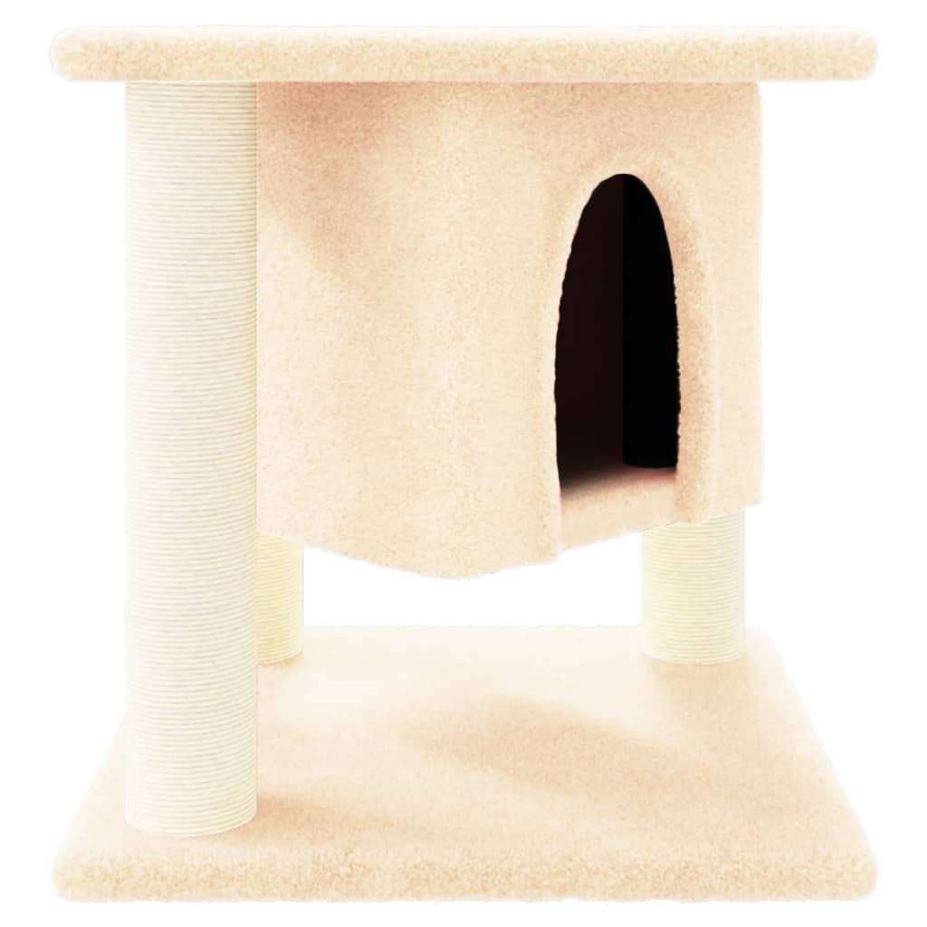 Arbre à chat miniature chaton griffoir sisal naturel maison crème petite tour activités 37 cm