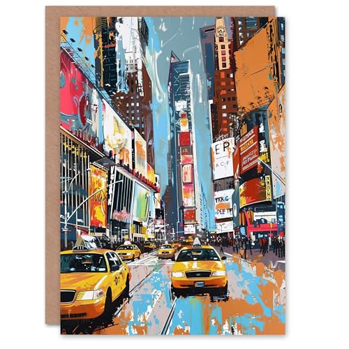 Artery8 Taxi on Broadway New York City Painting Greeting Birthday Card Him Her All Blank